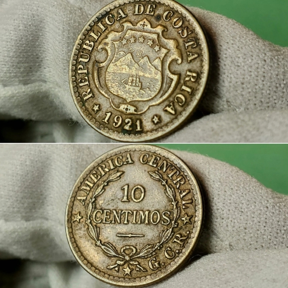 1921 Costa Rica 10 Centimos KM# 152